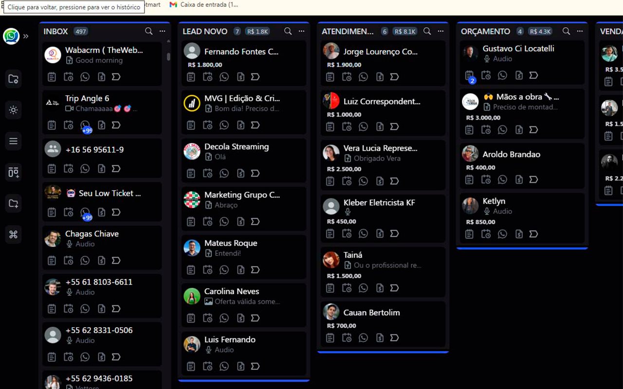 ZapProCRM: funil Kanban de vendas dentro do WhatsApp Web